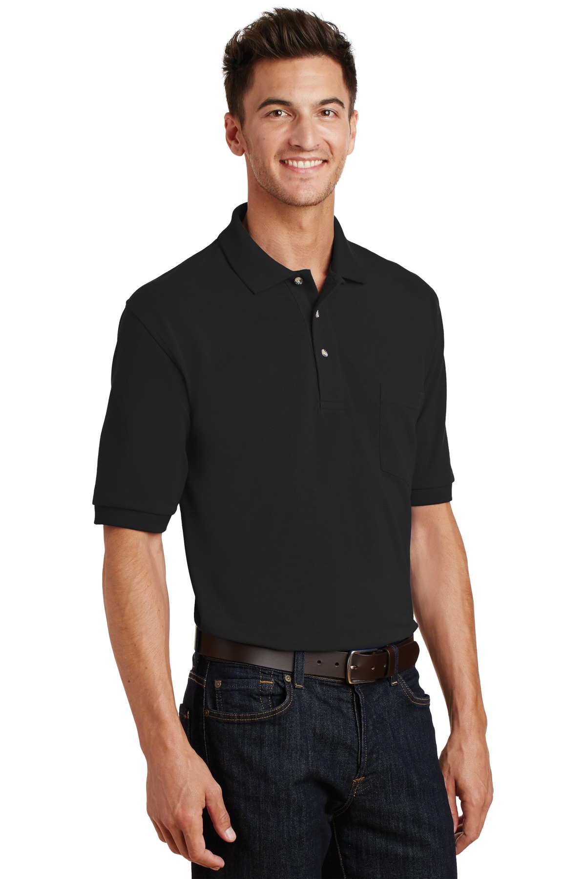 Port Authority Heavyweight Cotton Pique Polo With Pocket.