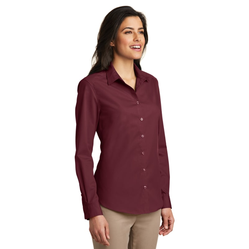 Port Authority Ladies Long Sleeve Carefree Poplin Shirt.