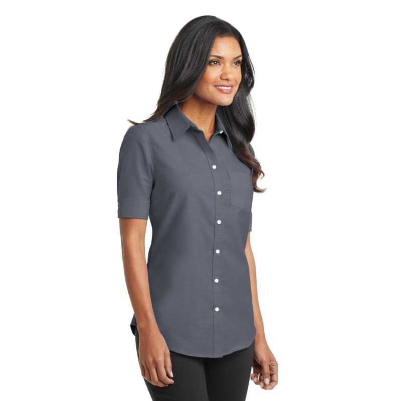 Port Authority Ladies Short Sleeve SuperPro Oxford Shirt.