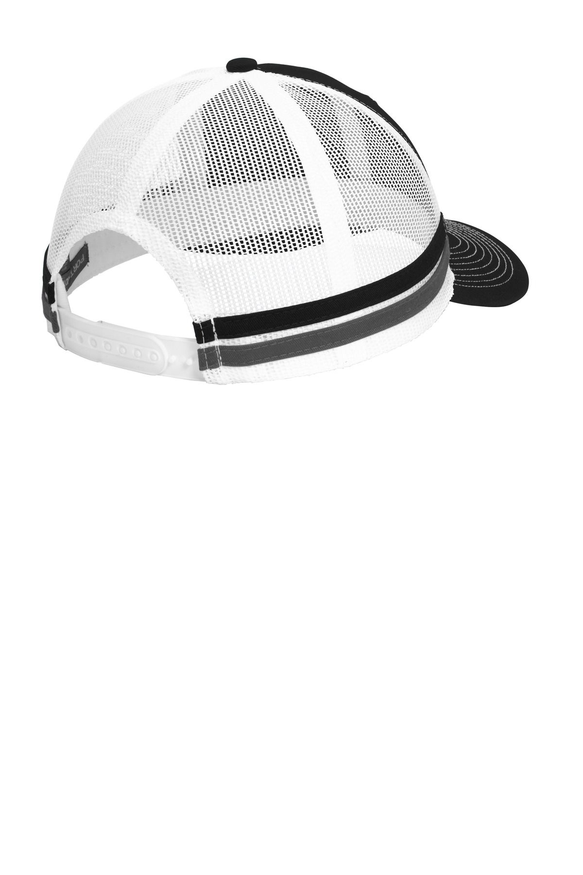 Port Authority Two-Stripe Snapback Trucker Cap.