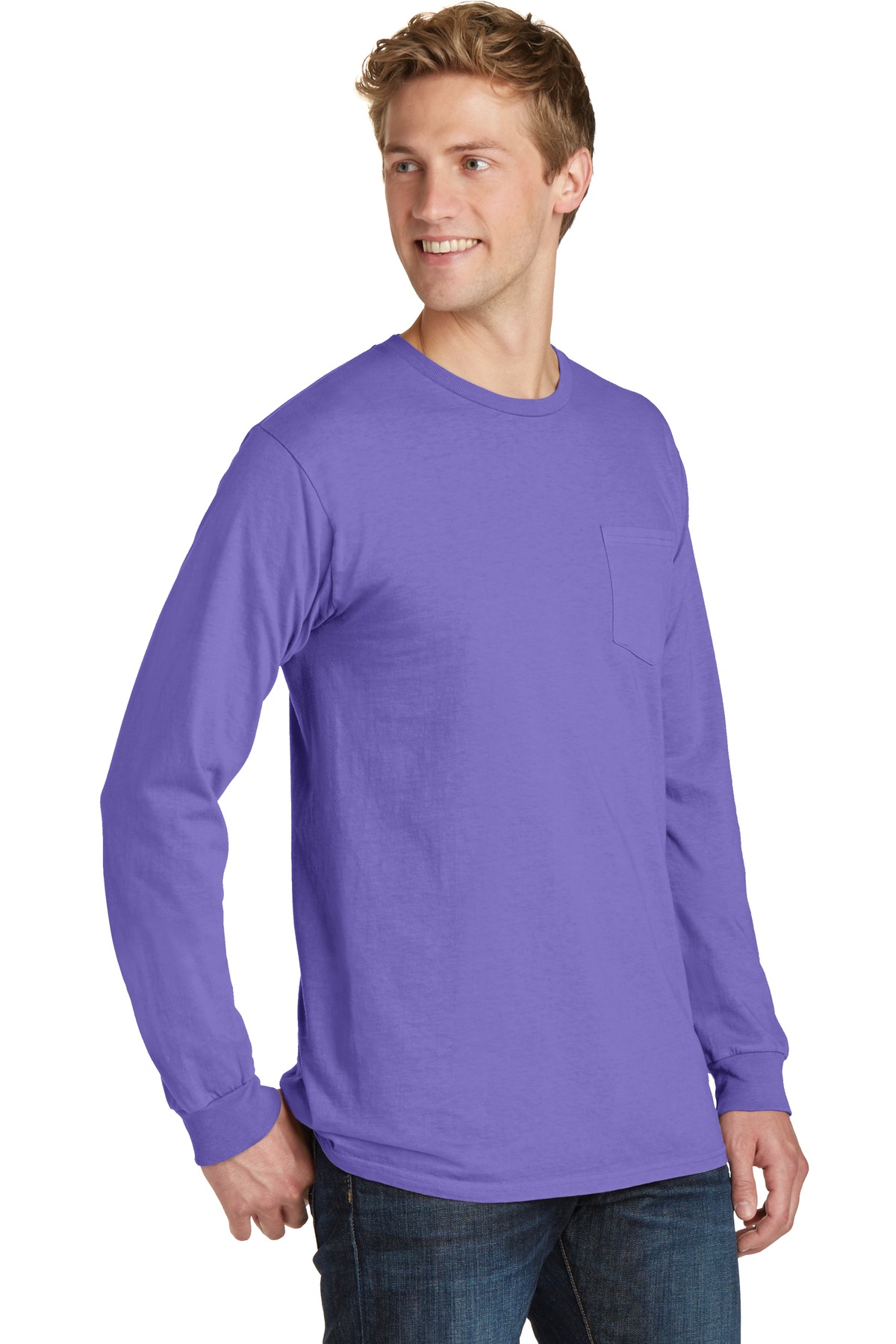 Port & Company Beach Wash Garment-Dyed Long Sleeve Pocket Tee