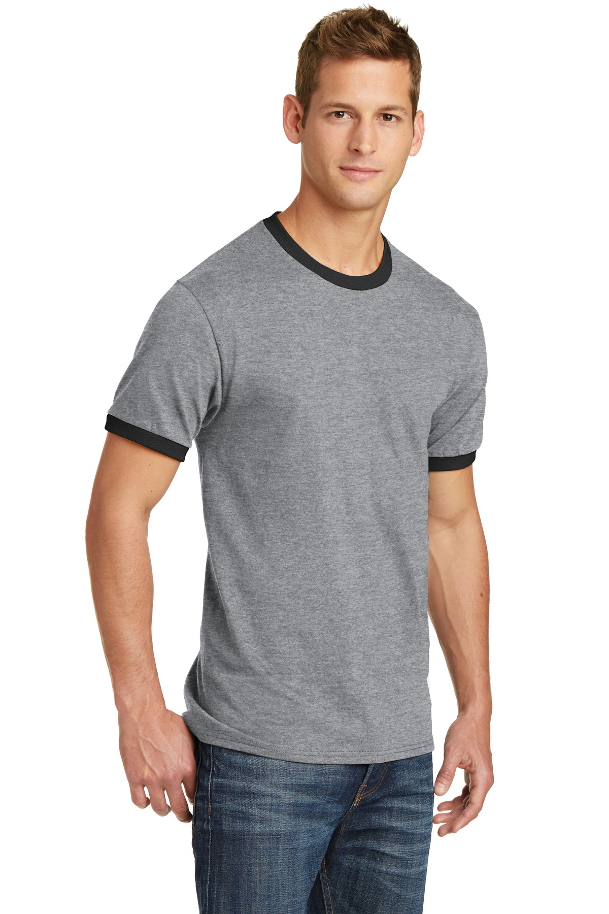 Port & Company Core Cotton Ringer Tee.