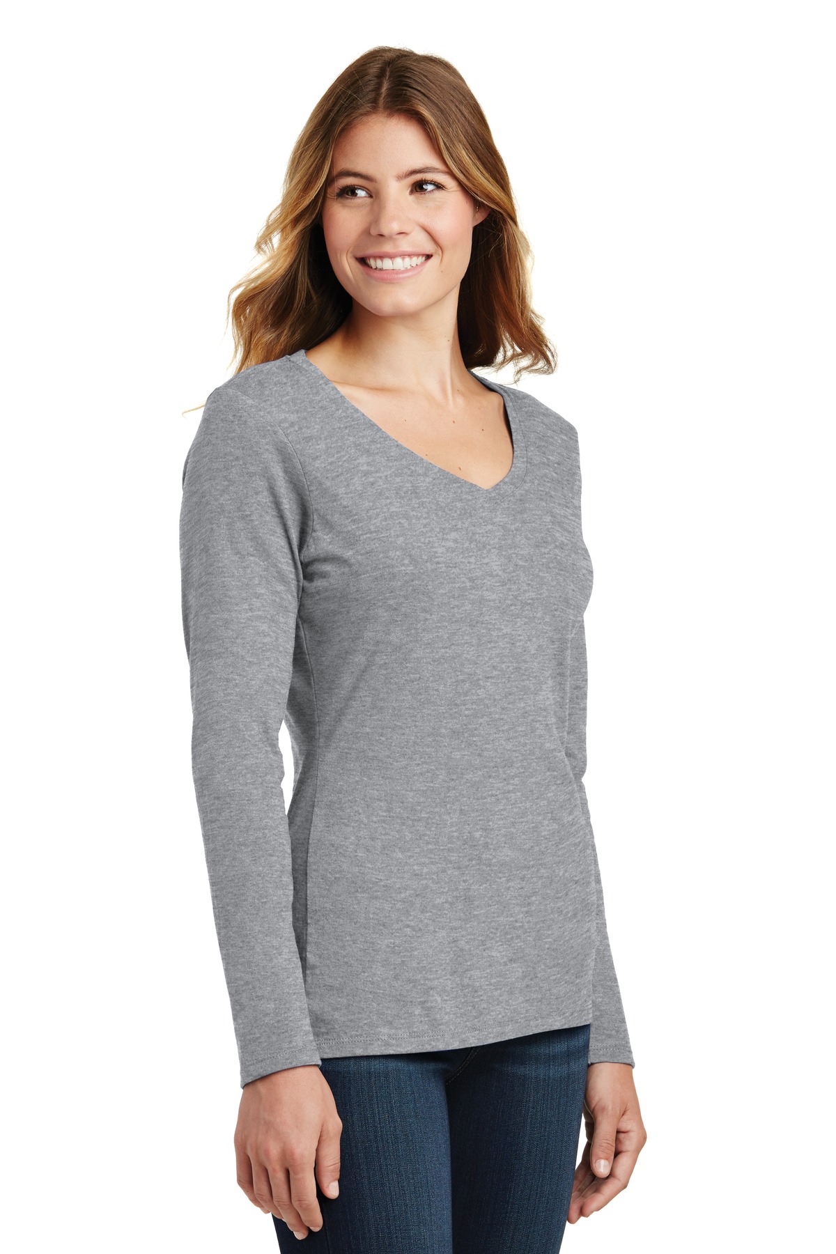 Port & Company Women's Long Sleeve Fan Favorite V-Neck Tee.