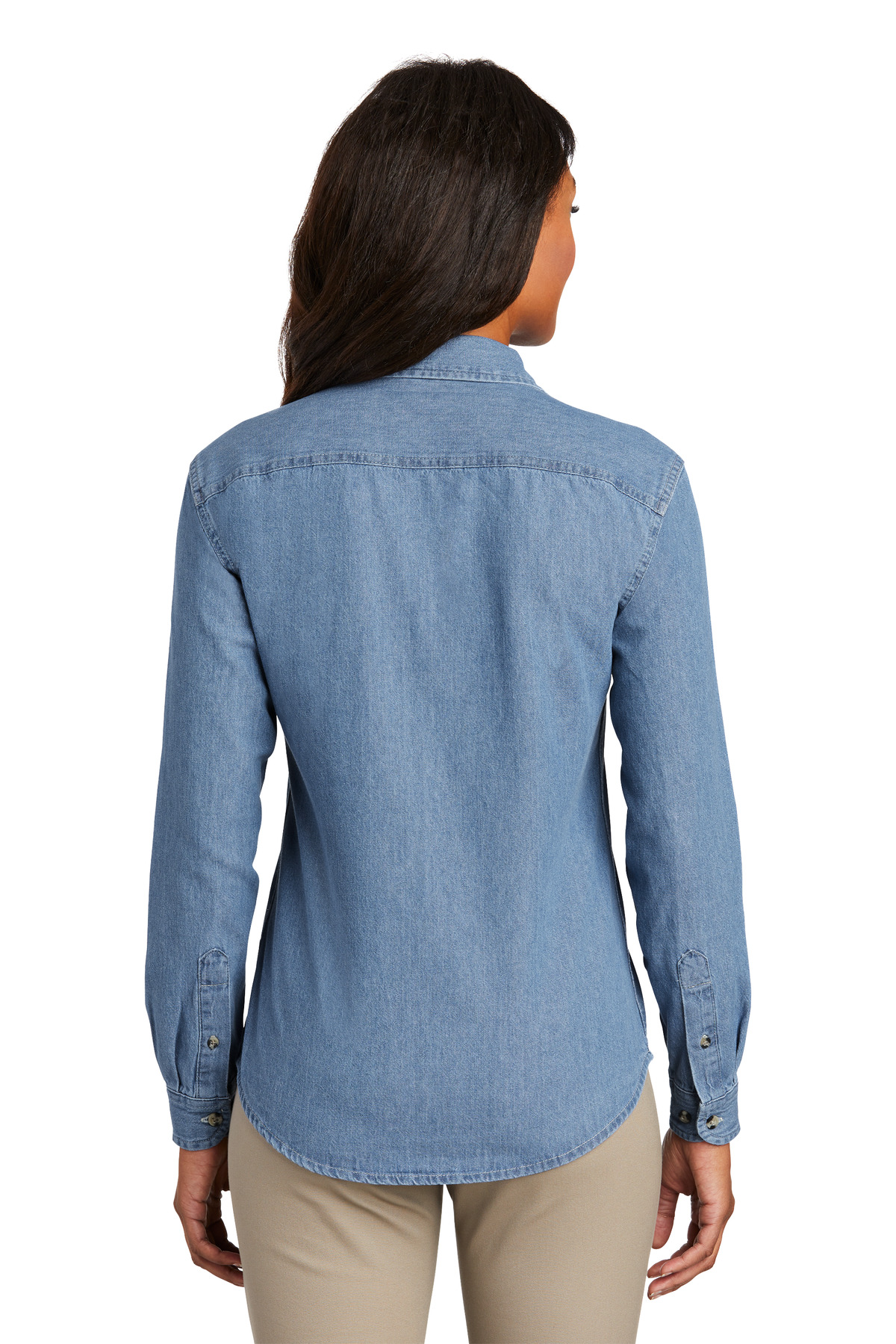 Port & Company Women's Long Sleeve Value Denim Shirt.