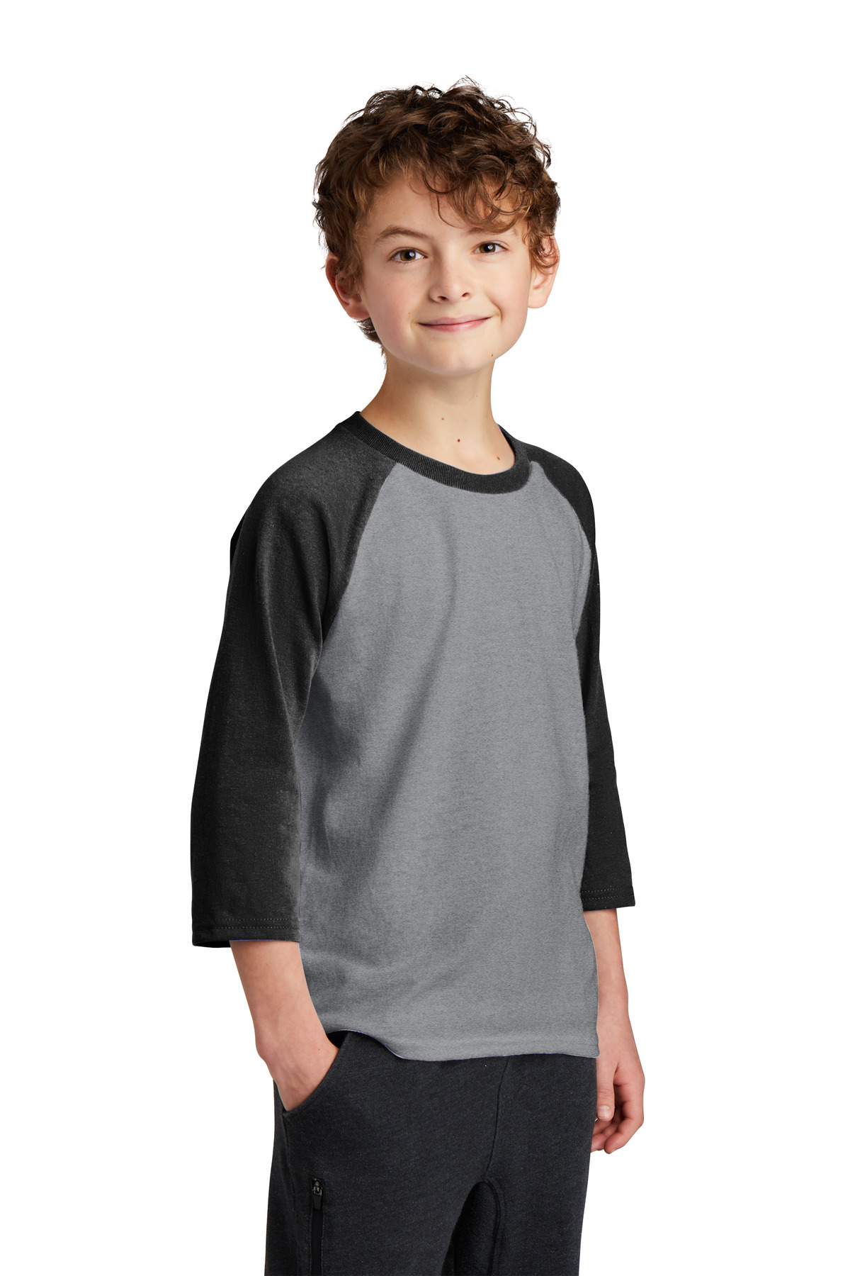 Port & Company Youth Core Blend 3/4-Sleeve Raglan Tee.