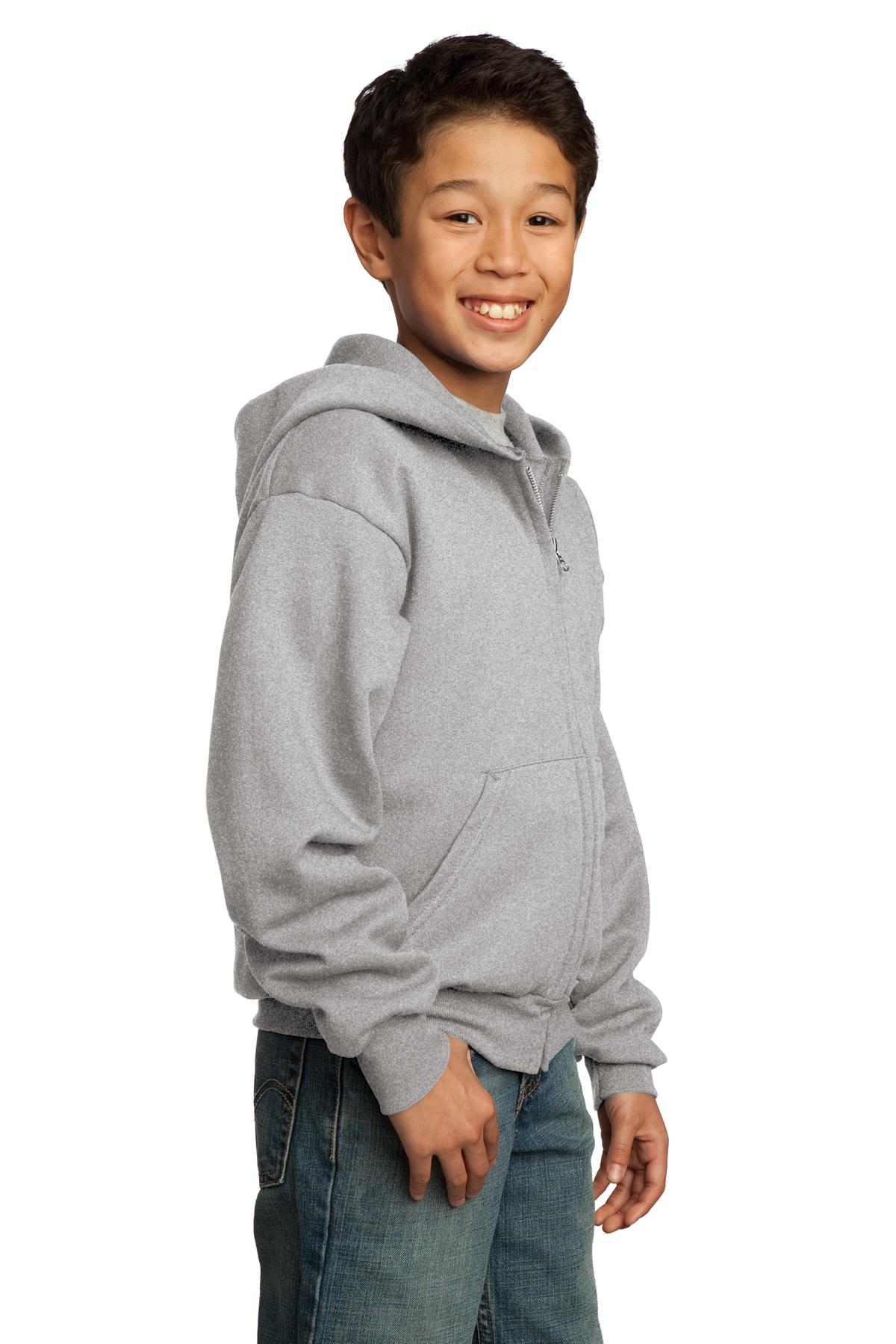 Port & Company - Youth Core Fleece Full-Zip Hooded Sweatshirt.