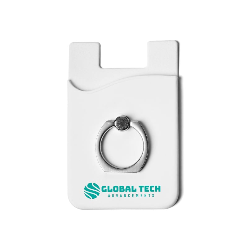 Silicone Card Holder With Metal Ring Phone Stand
