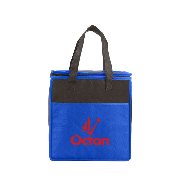 Two-Tone Flat Top Insulated Non-Woven Grocery Tote