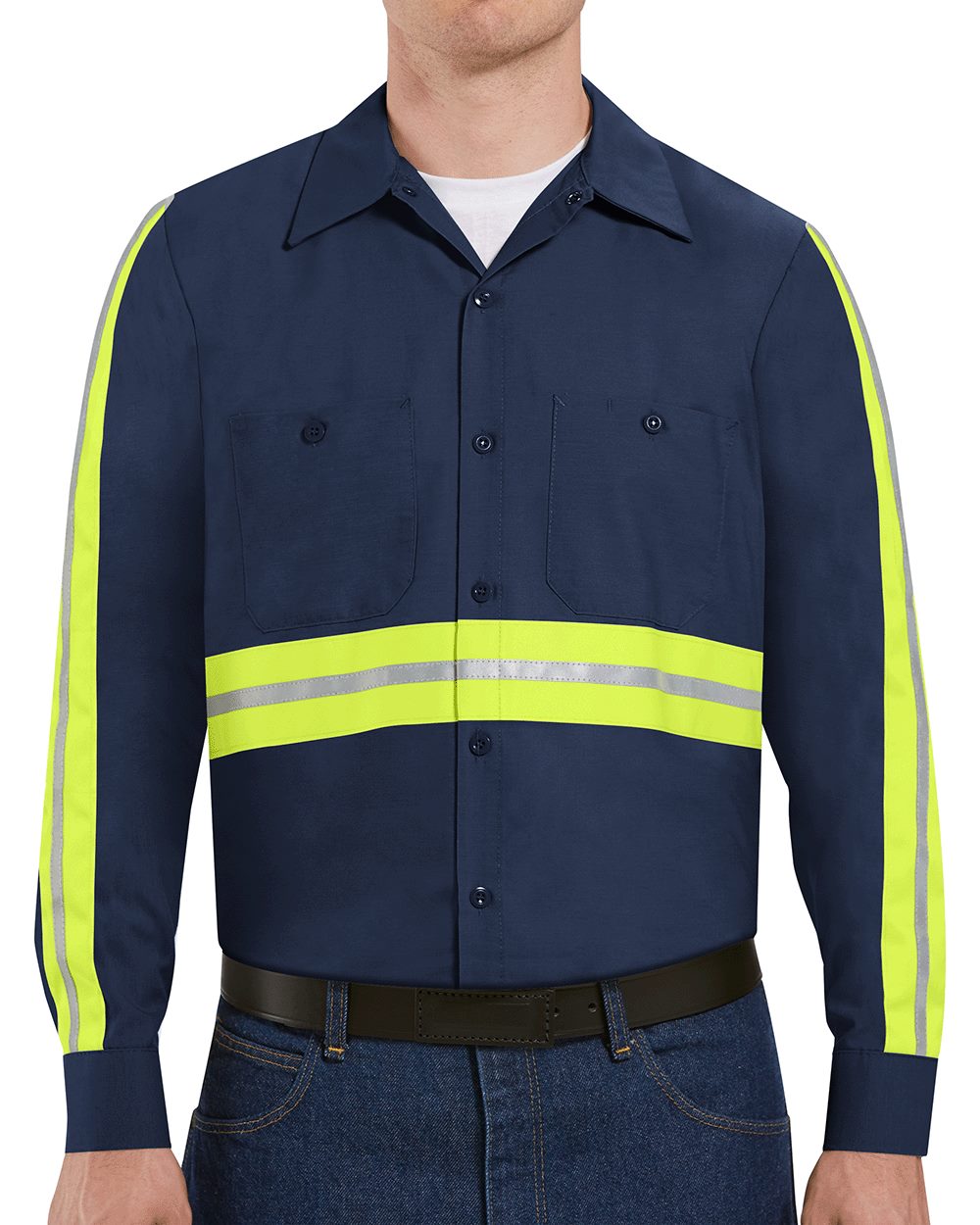 Red Kap Men's Industrial Enhanced-Visibility Long Sleeve Work Shirt - SP14E