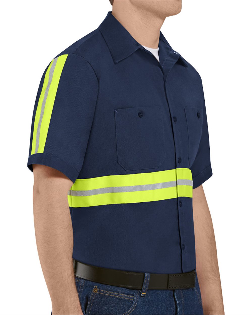 Red Kap Men's Tall Enhanced Visibility Short Sleeve Cotton Work Shirt - SC40ET