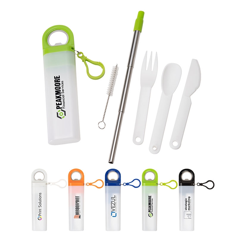 Sovrano Griffith 3-in-1 Metal Straw, Cutlery Set & Bottle Opener