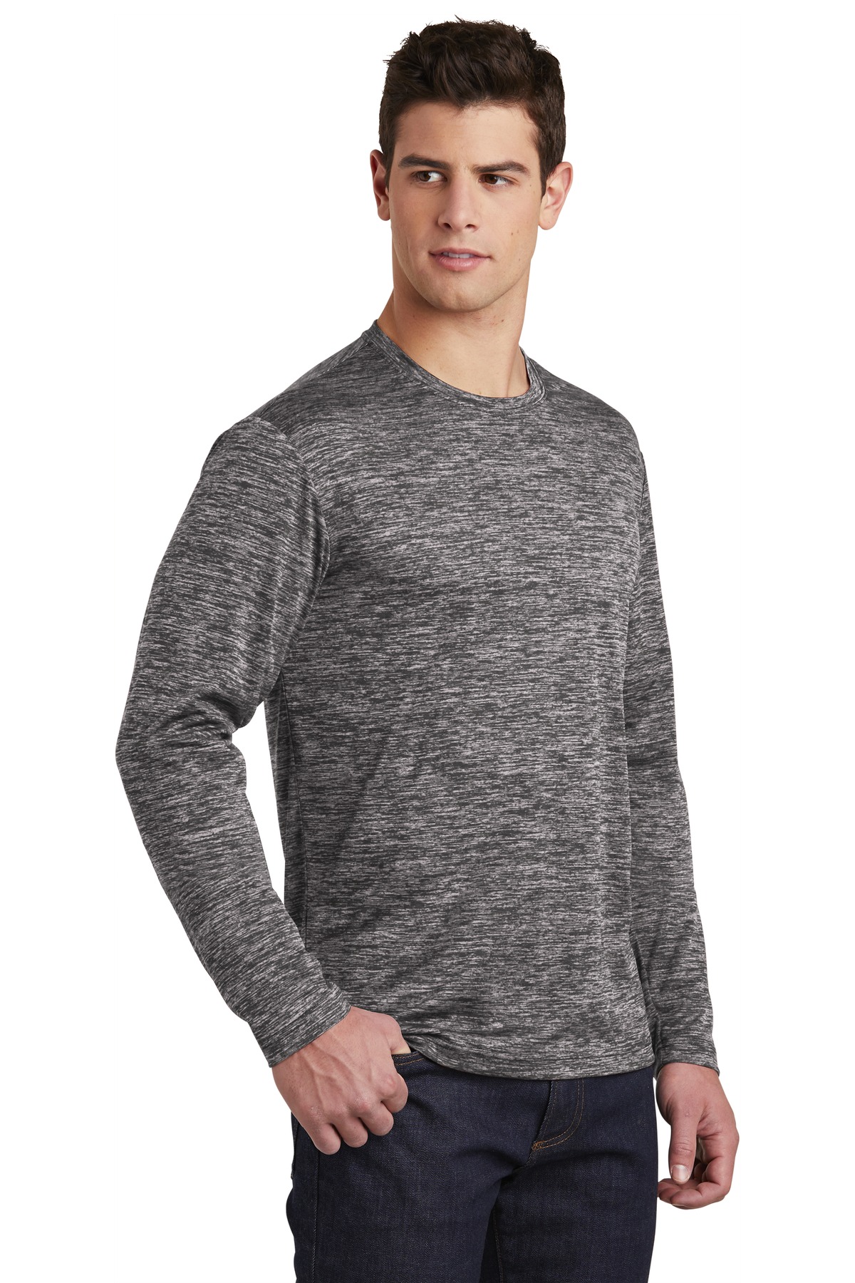 Sport-Tek PosiCharge Long Sleeve Electric Heather Tee.