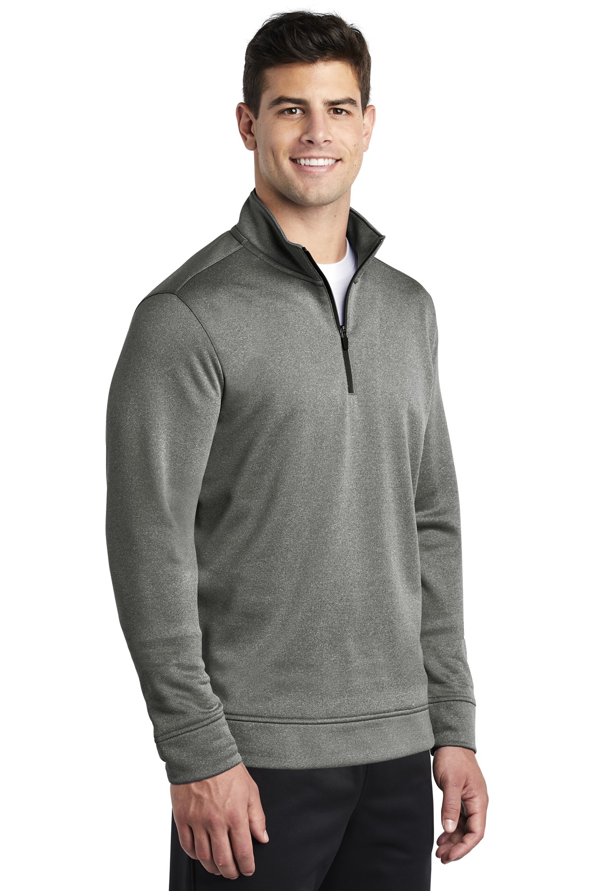 Sport-Tek PosiCharge Sport-Wick Heather Fleece 1/4-Zip Pullover.