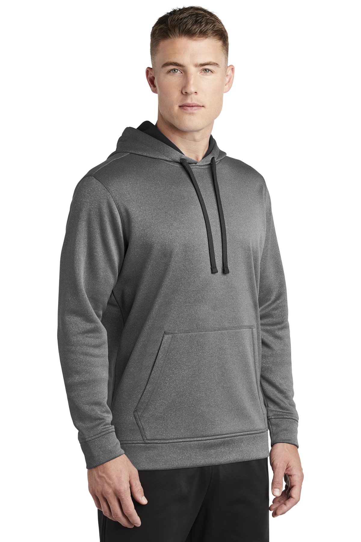 Sport-Tek PosiCharge Sport-Wick Heather Fleece Hooded Pullover.