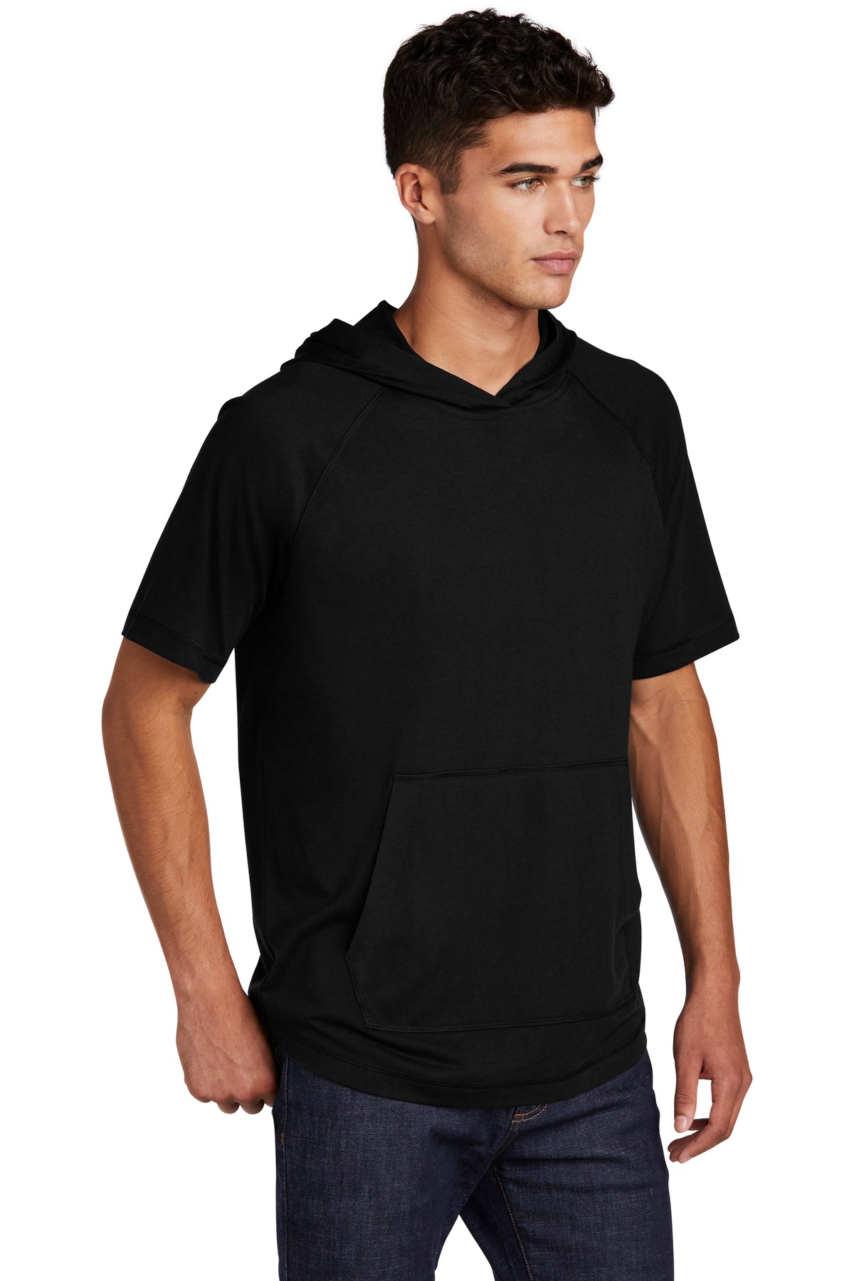 Sport-Tek PosiCharge Tri-Blend Wicking Short Sleeve Hoodie.