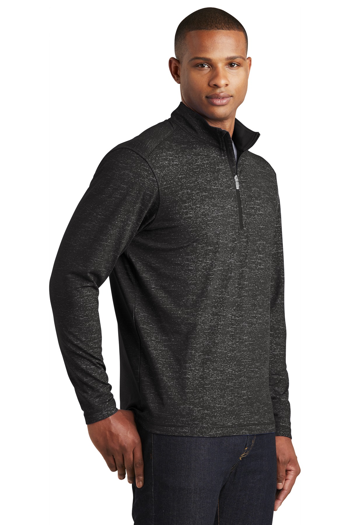 Sport-Tek Sport-Wick Stretch Reflective Heather 1/2-Zip Pullover.