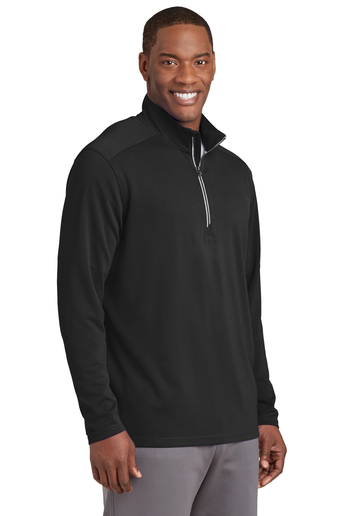 Sport-Tek Sport-Wick Textured 1/4-Zip Pullover.