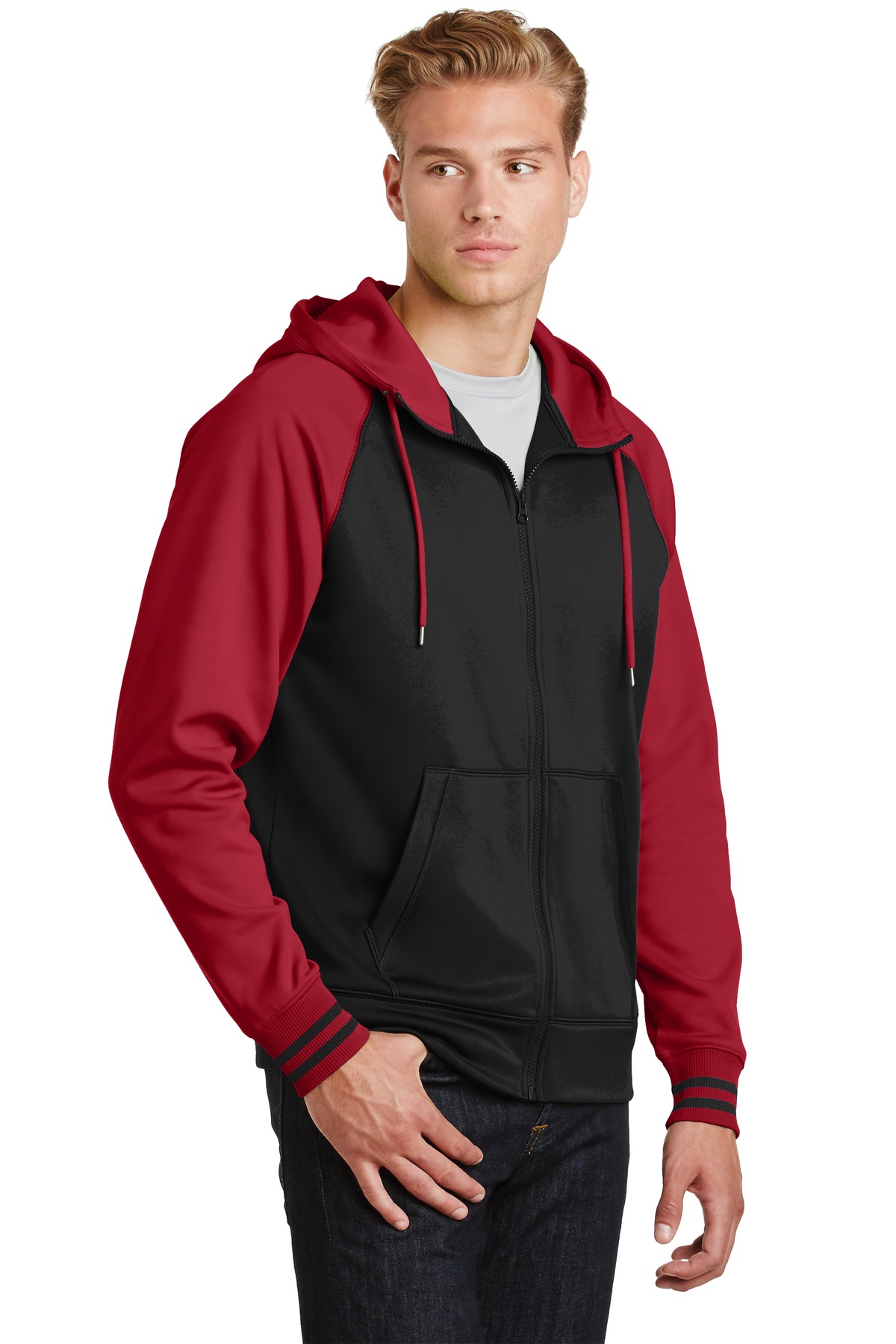 Sport-Tek Sport-Wick Varsity Fleece Full-Zip Hooded Jacket.