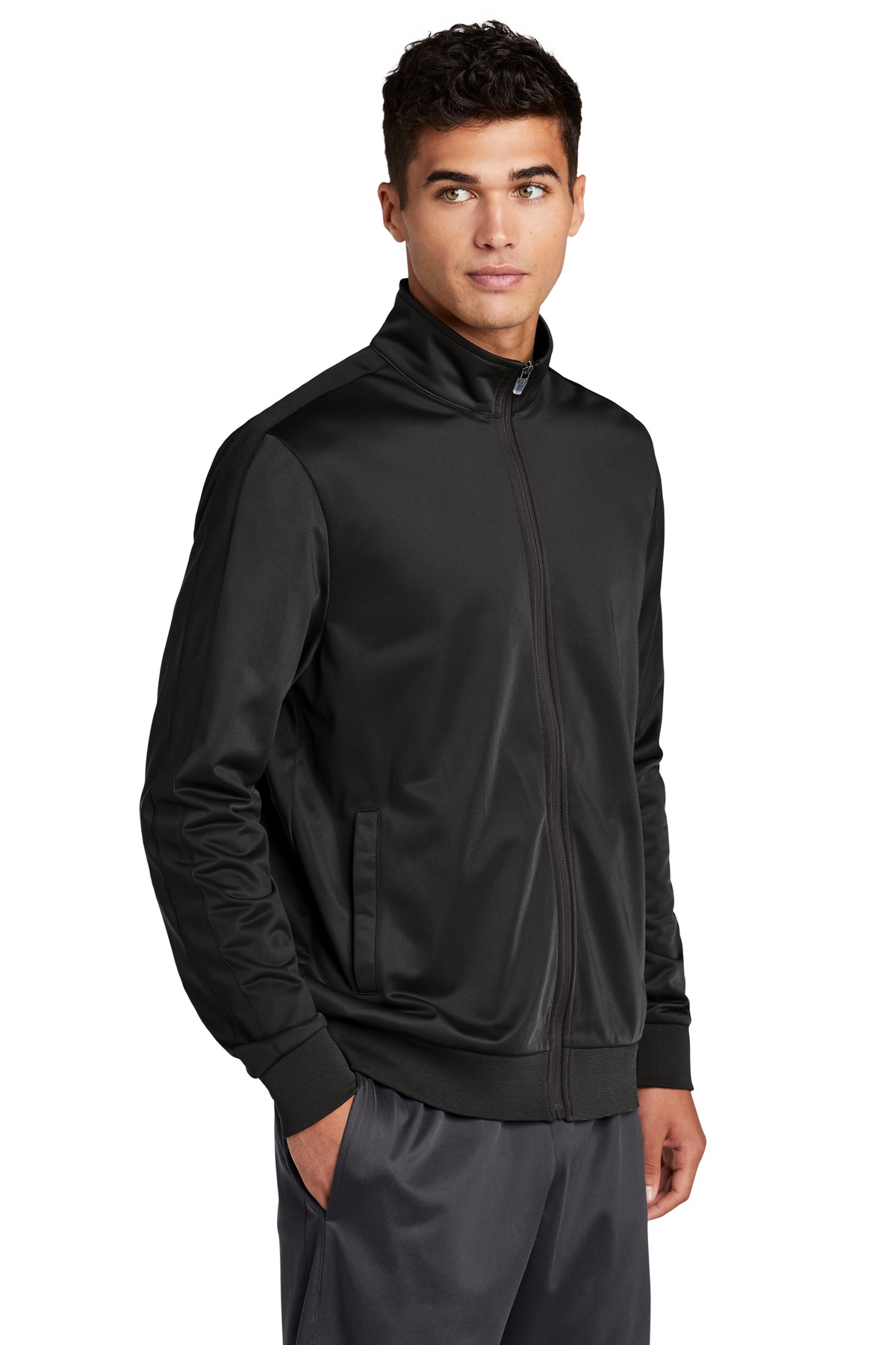 Sport-Tek Tricot Sleeve Stripe Track Jacket.