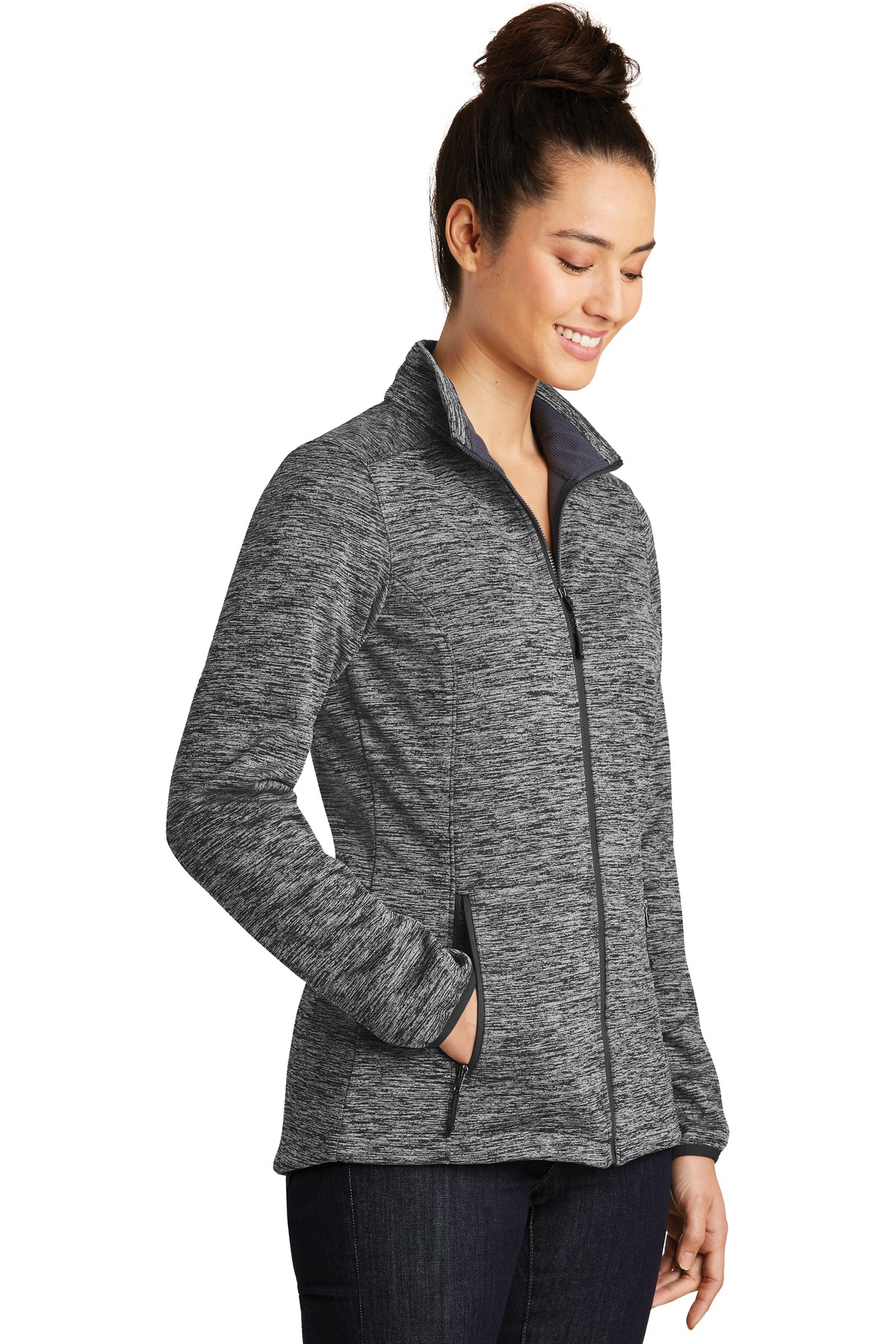 Sport-Tek Women's PosiCharge Electric Heather Soft Shell Jacket.