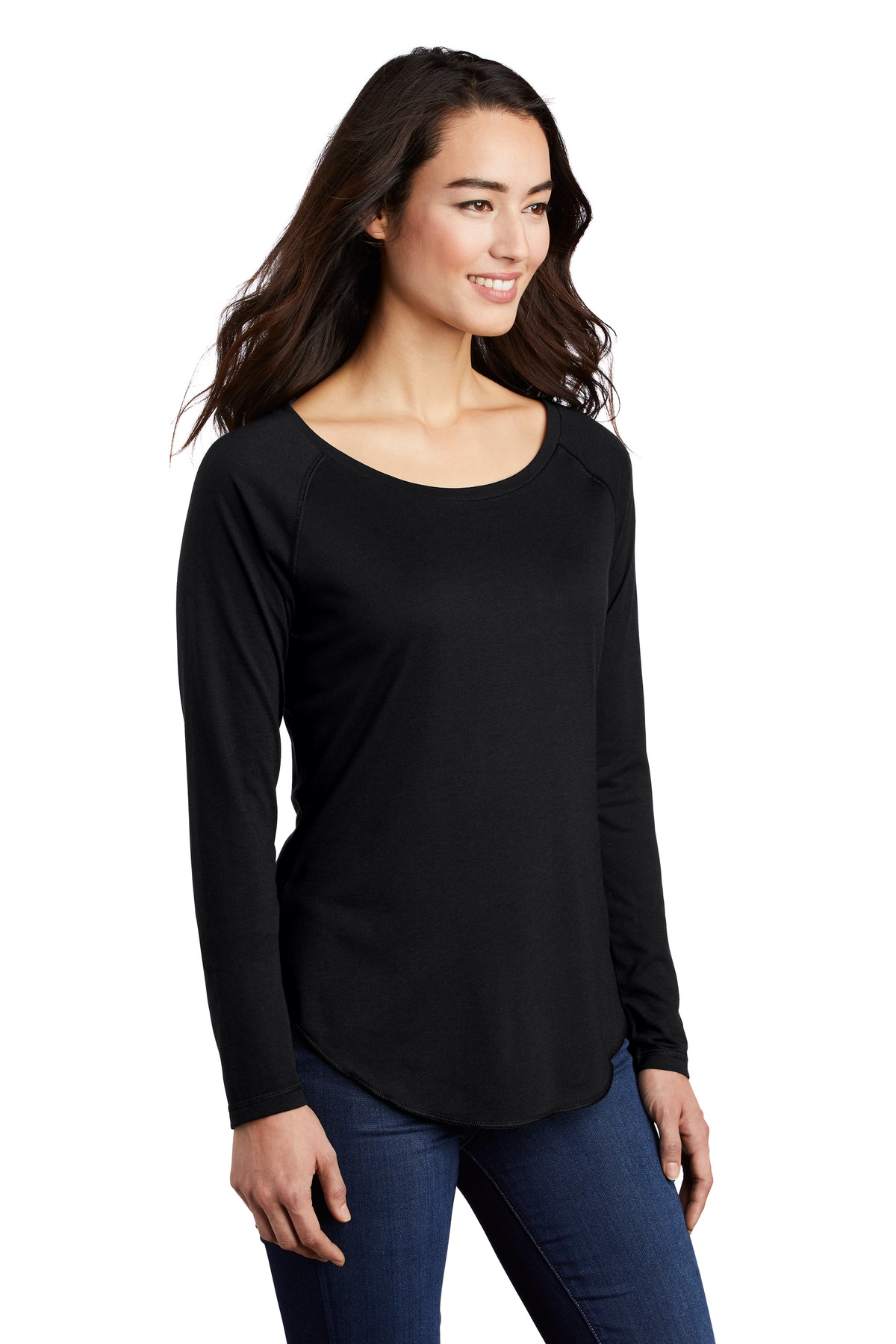 Sport-Tek Women's PosiCharge Long Sleeve Tri-Blend Wicking Scoop Neck Raglan Tee