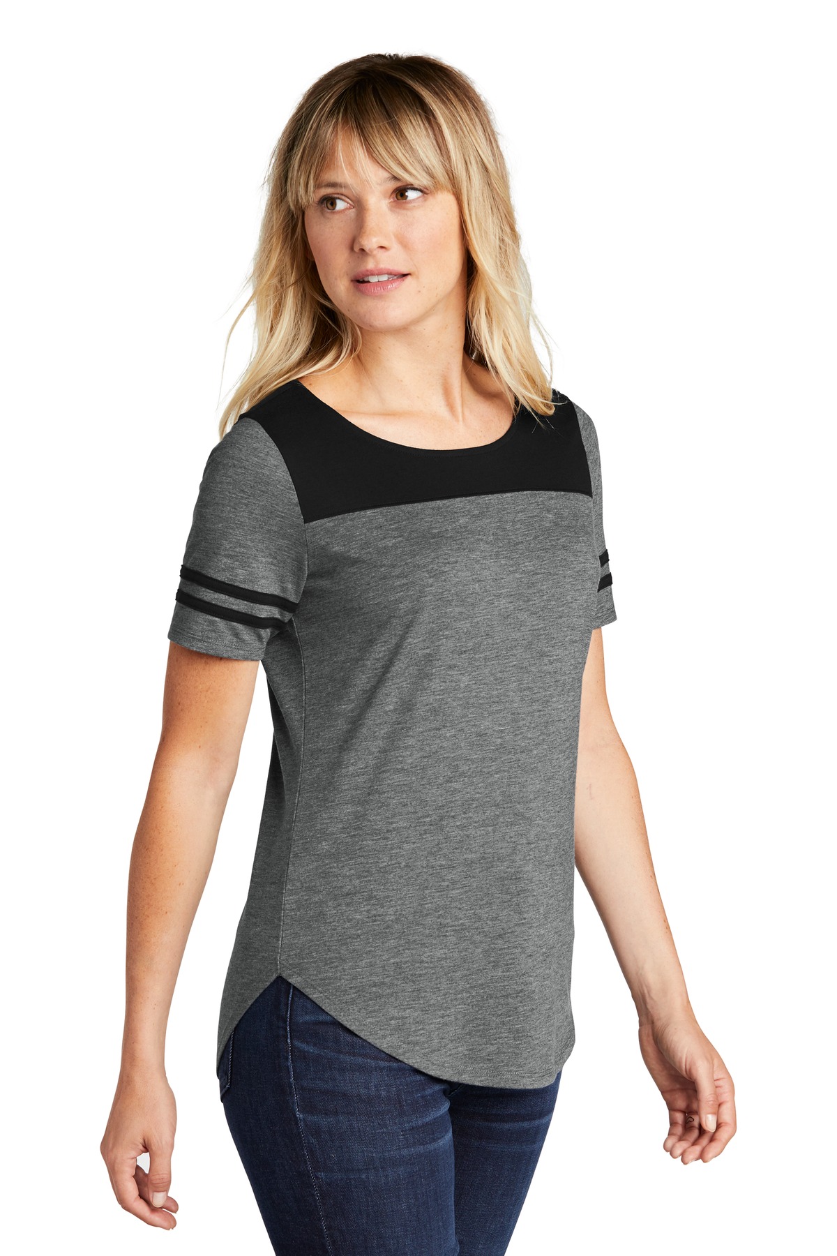 Sport-Tek Women's PosiCharge Tri-Blend Wicking Fan Tee.