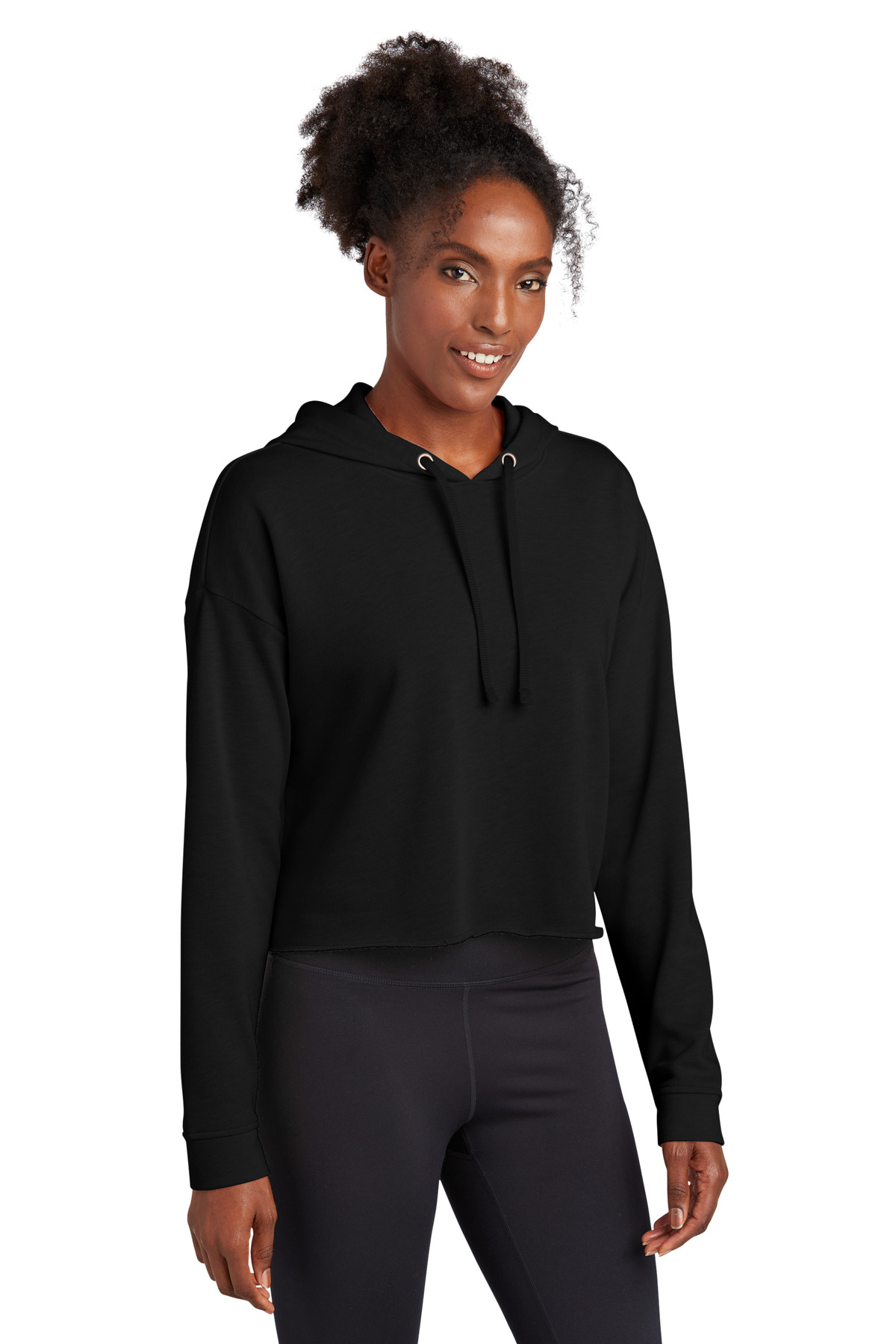 Sport-Tek Women's PosiCharge Tri-Blend Wicking Fleece Crop Hooded Pullover