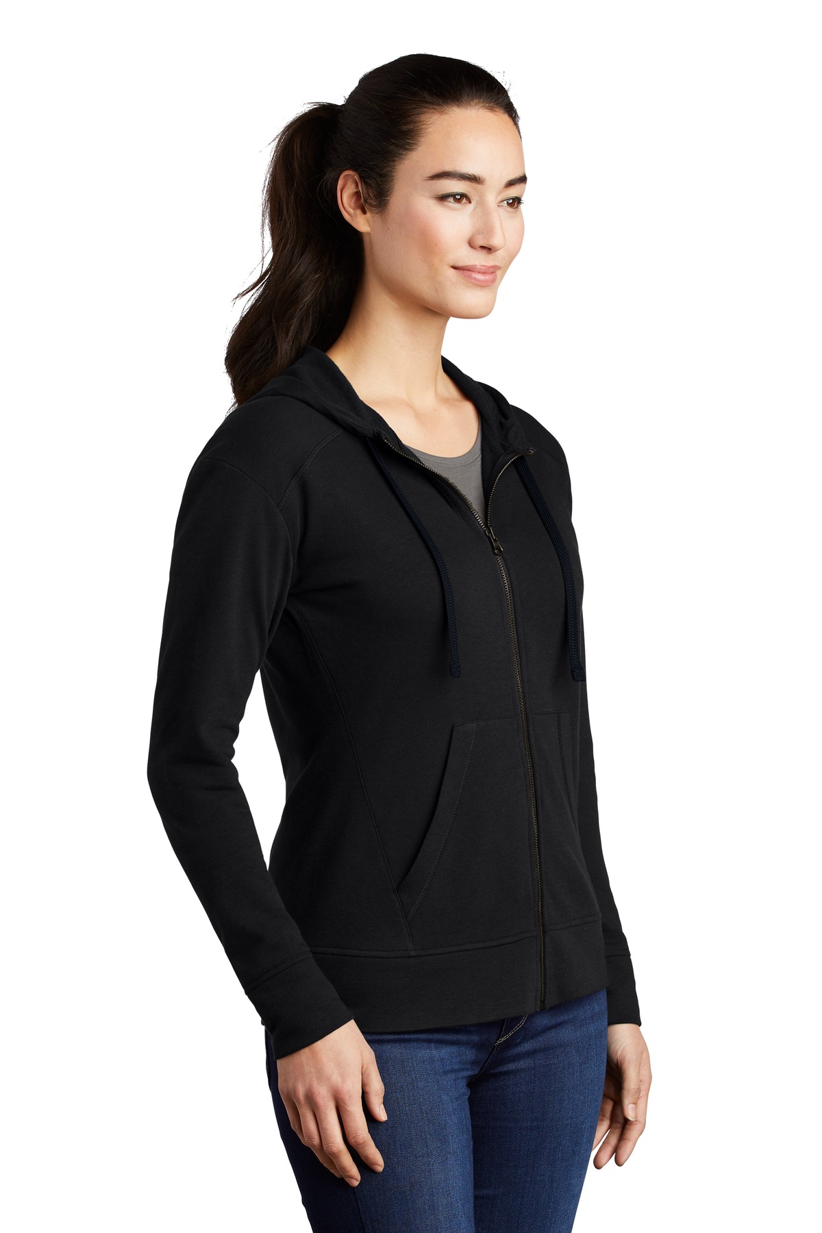 Sport-Tek Women's PosiCharge Tri-Blend Wicking Fleece Full-Zip Hooded Jacket