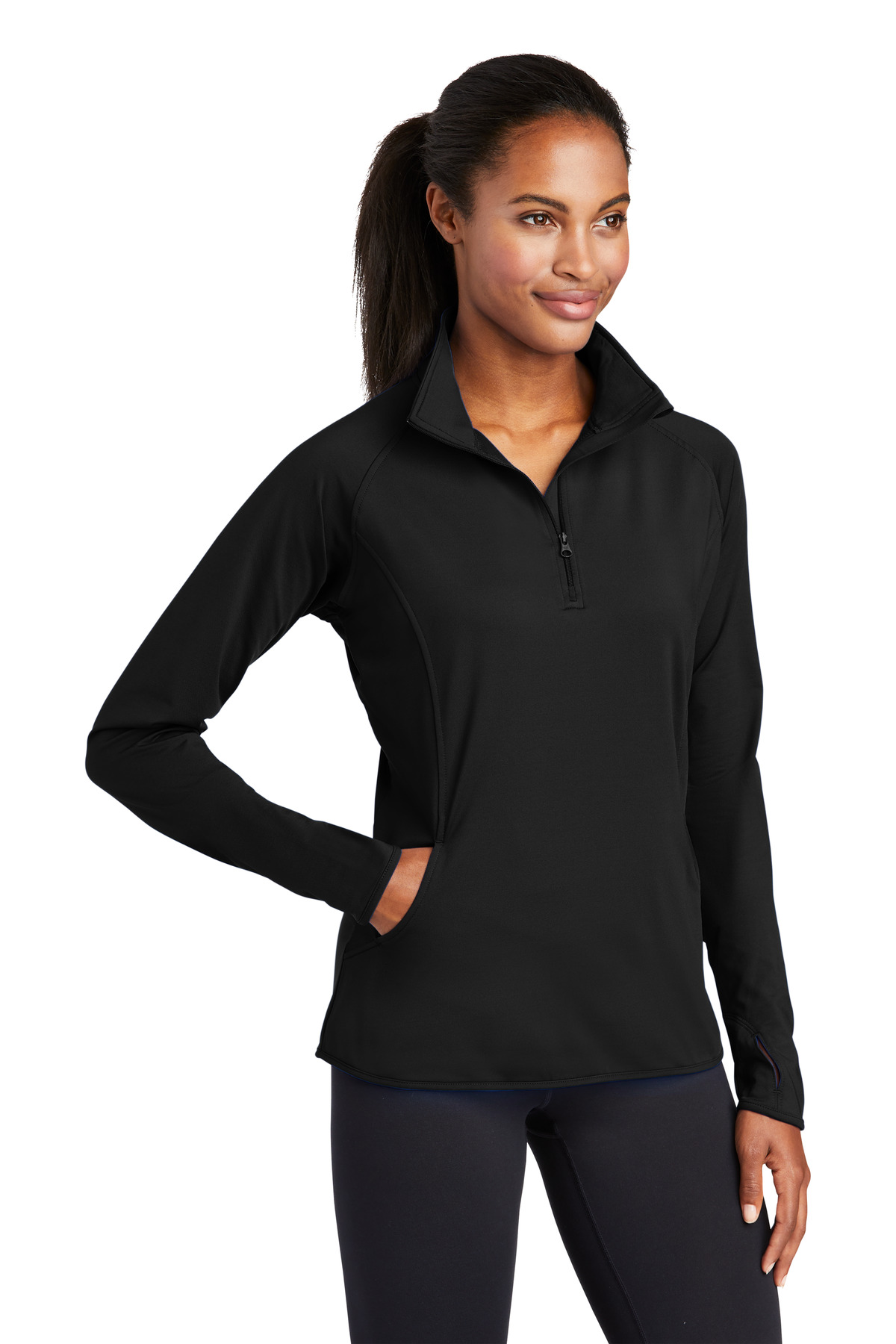 Sport-Tek Women's Sport-Wick Stretch 1/4-Zip Pullover.