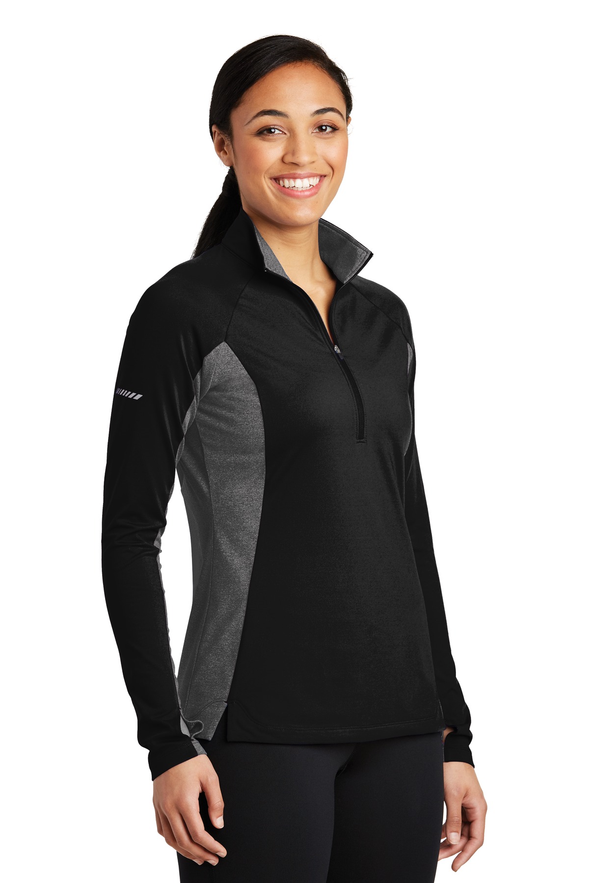 Sport-Tek Women's Sport-Wick Stretch Contrast 1/4-Zip Pullover.