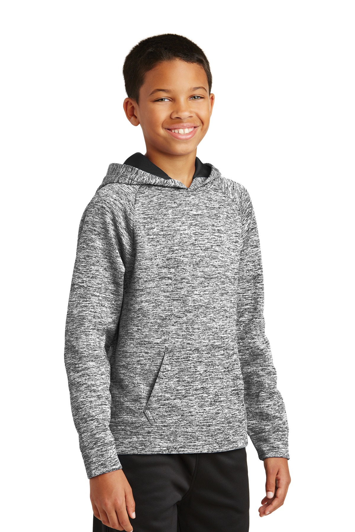 Sport-Tek Youth PosiCharge Electric Heather Fleece Hooded Pullover.