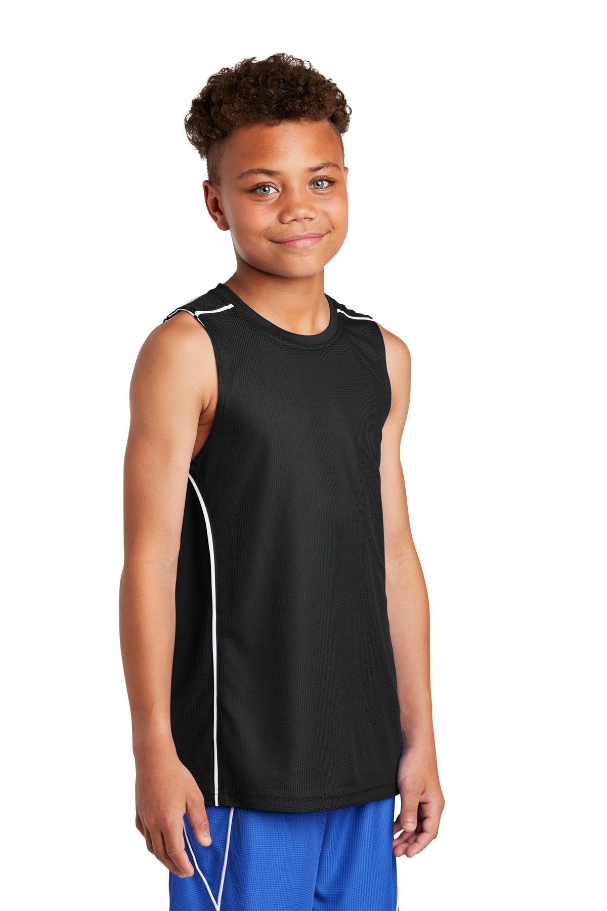 Sport-Tek Youth PosiCharge Mesh Reversible Sleeveless Tee.