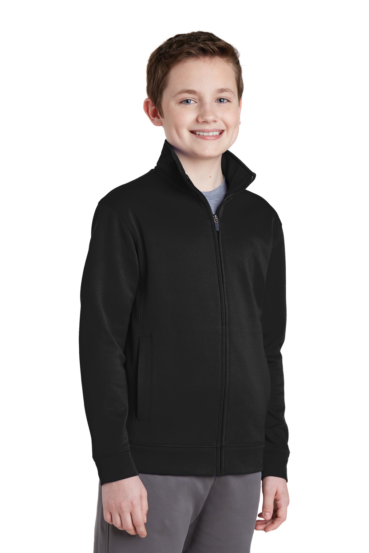 Sport-Tek Youth Sport-Wick Fleece Full-Zip Jacket.