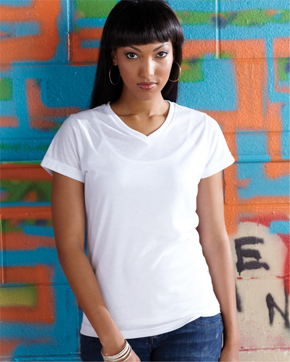 SubliVie Women's Polyester Sublimation V-Neck Tee - 1507