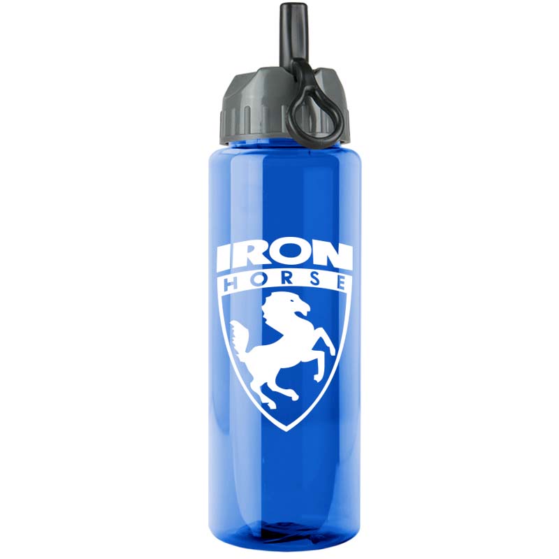 The Guzzler - 32 Oz. Transparent Bottle With Ring Straw