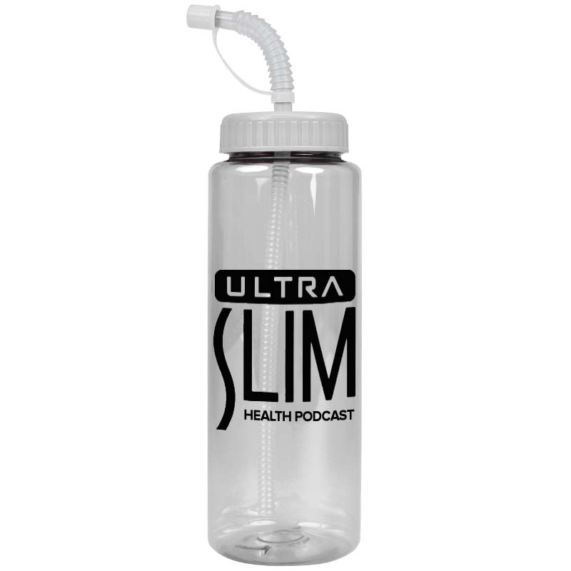 The Guzzler - 32 Oz. Transparent Bottle With Straw