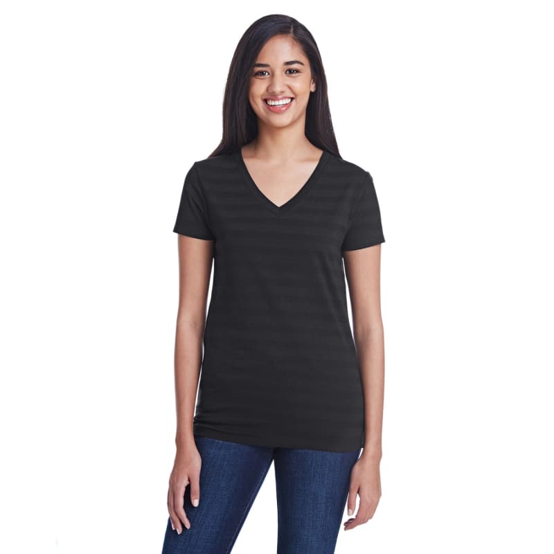 Threadfast Apparel Ladies' Invisible Stripe V-Neck T-Shirt