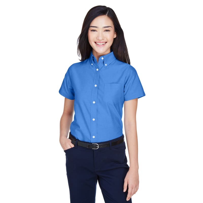 UltraClub Ladies' Classic Wrinkle-Resistant Short-Sleeve Oxford