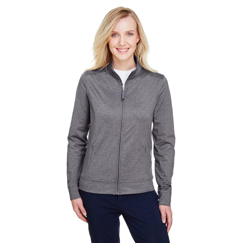 UltraClub Ladies' Navigator Heather Performance Full-Zip