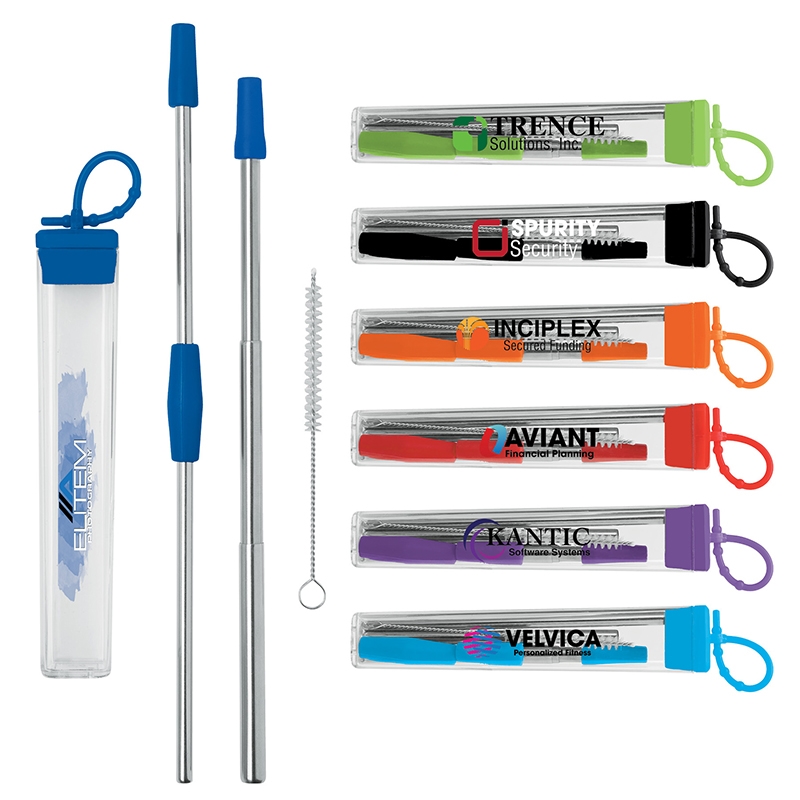 Valumark Cosmopolitan 7-Piece, 2-Straw Stainless Steel Set