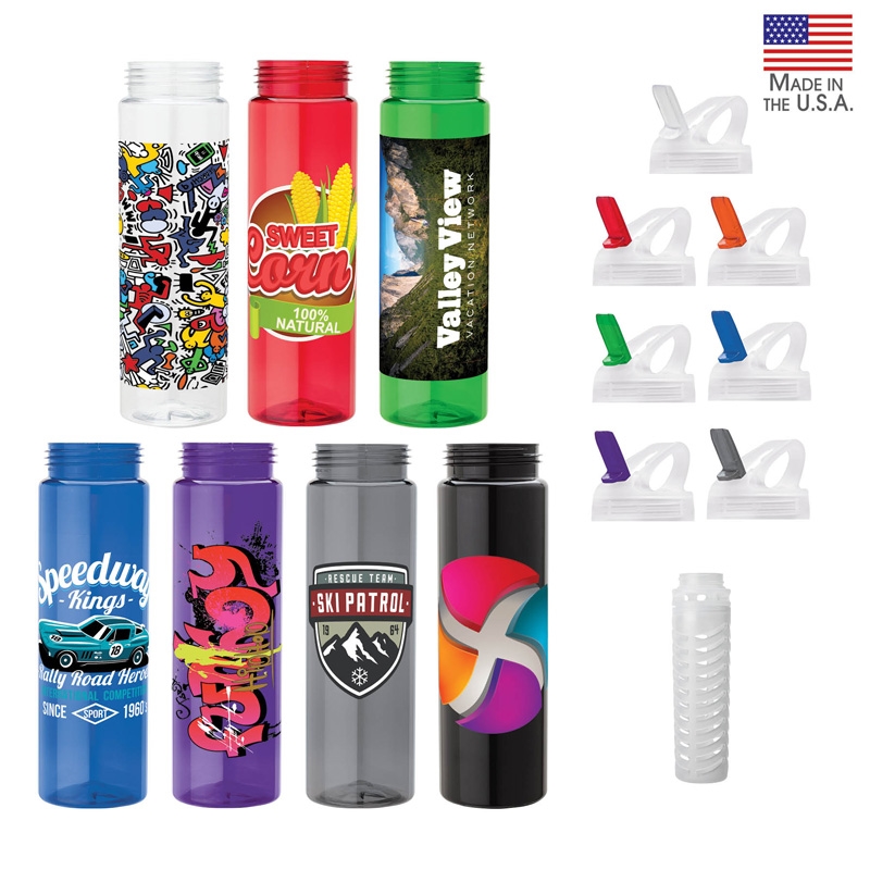 Valumark Newport 25 Oz. PET Bottle With Flip Spout & Infuser