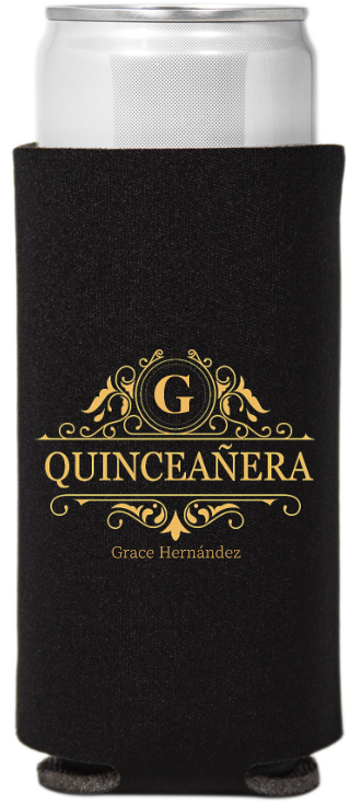 Personalized Vintage Quinceanera Birthday Full Color Slim Can Coolers