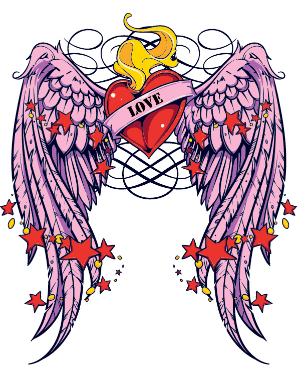 Winged Heart Temporary Tattoo