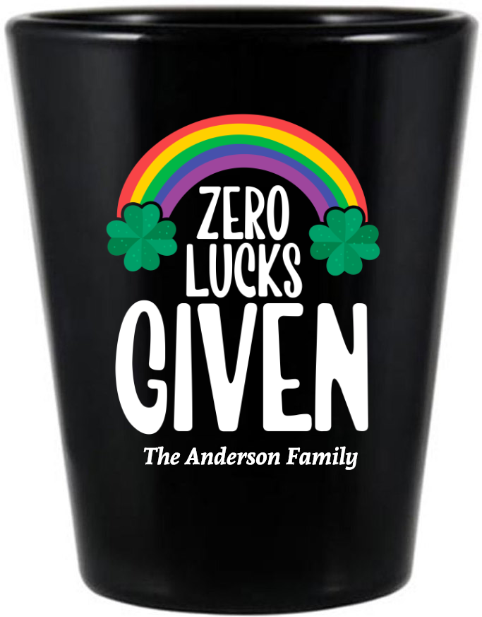 Zero Lucks Given St. Patrick&rsquo;s Black Shot Glass