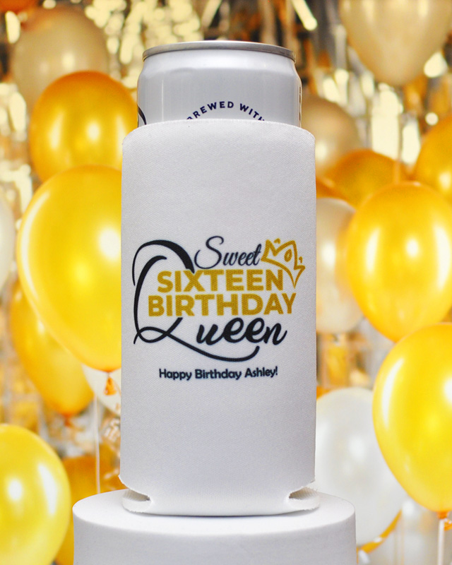 Sweet Sixteen Birthday Queen Full Color Slim Can Coolers - Slim Can Coolers
