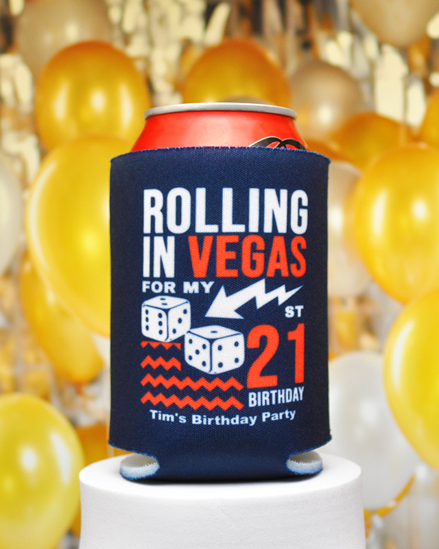 Rolling in Vegas 21st Birthday Full Color Can Coolers - Collapsible Coolies
