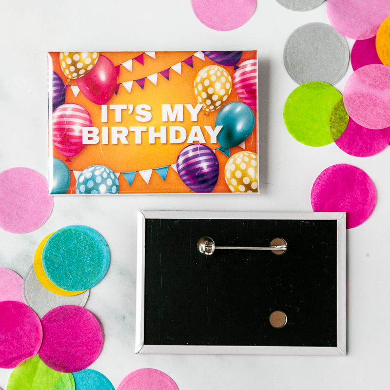 1.5 X 4.5 Inch Rectangle Custom Buttons