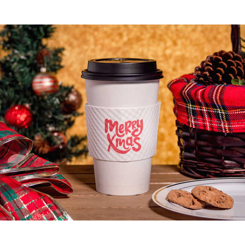 Custom Premium Embossed White Cup Sleeves