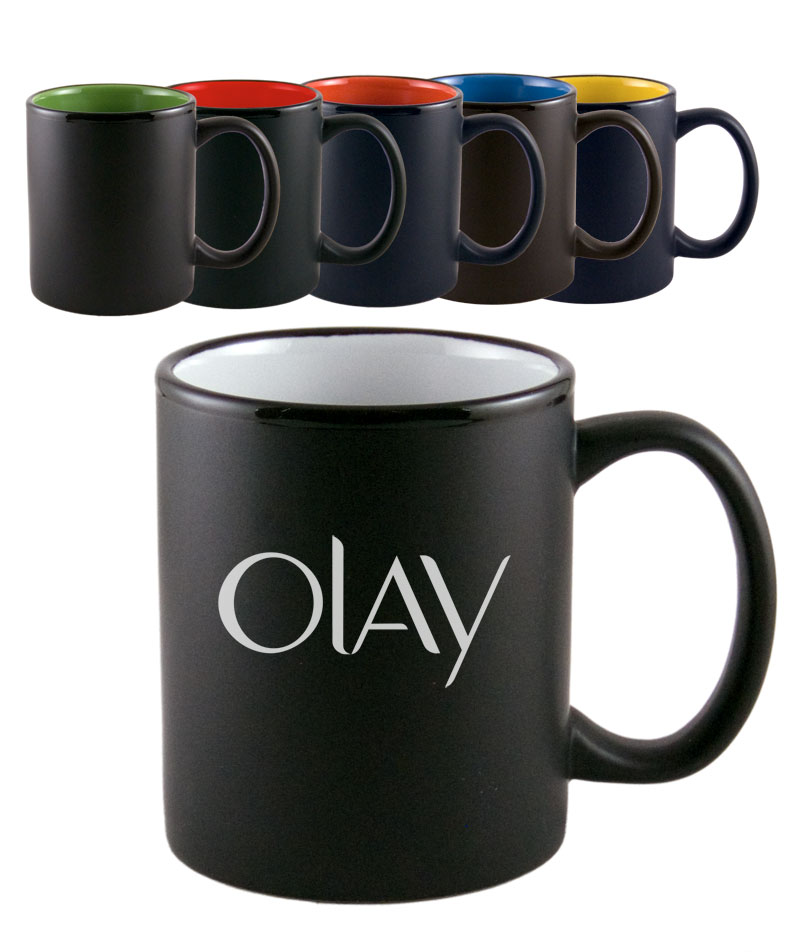 Two Tone Black Matte C Handle Mug 11oz - 24HourWristbands.Com