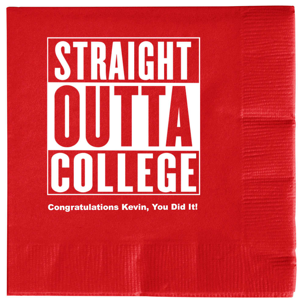 Custom Straight Outta College Graduation Premium Napkins Graduation Napkins